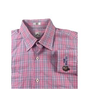 Mens Peter Millar 2016 US Open Button Down Shirt Golf Pink Plaid Men's Medium